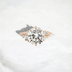 2CT Round Cut Cluster Moissanite Engagement Ring Floating Accent Stones