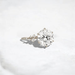 2CT Round Cut Cluster Moissanite Engagement Ring Floating Accent Stones