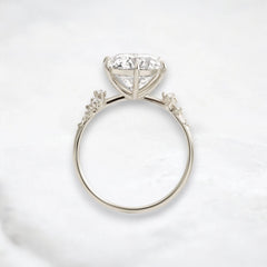 2CT Round Cut Cluster Moissanite Engagement Ring Floating Accent Stones