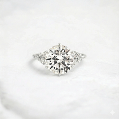 2CT Round Cut Cluster Moissanite Engagement Ring Floating Accent Stones
