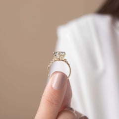 2CT Round Cut Cluster Moissanite Engagement Ring Floating Accent Stones