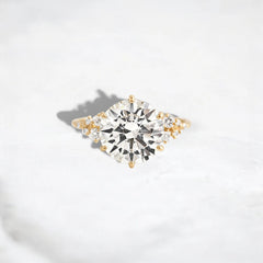2CT Round Cut Cluster Moissanite Engagement Ring Floating Accent Stones