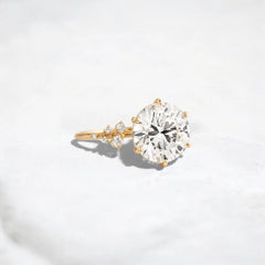 2CT Round Cut Cluster Moissanite Engagement Ring Floating Accent Stones