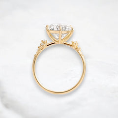2CT Round Cut Cluster Moissanite Engagement Ring Floating Accent Stones