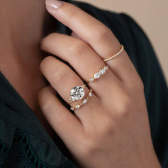 2CT Round Cut Cluster Moissanite Engagement Ring Floating Accent Stones