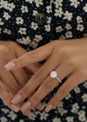 3ct Round G-VS2 Lab Grown Diamond Pave Engagement Ring
