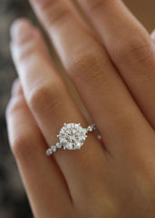 3ct Round G-VS2 Lab Grown Diamond Pave Engagement Ring