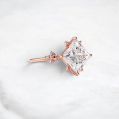 2CT Princess Cut Moissanite Cluster Engagement Ring with Four Prong Setting