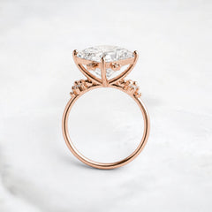2CT Princess Cut Moissanite Cluster Engagement Ring with Four Prong Setting
