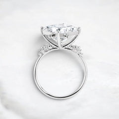 2CT Princess Cut Moissanite Cluster Engagement Ring with Four Prong Setting