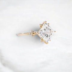 2CT Princess Cut Moissanite Cluster Engagement Ring with Four Prong Setting