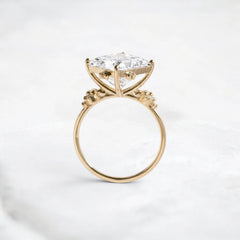 2CT Princess Cut Moissanite Cluster Engagement Ring with Four Prong Setting