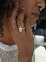 4.45ct Pear G- VS1 Lag Grown Diamond Hidden Halo Engagement Ring