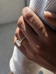 4.45ct Pear G- VS1 Lag Grown Diamond Hidden Halo Engagement Ring