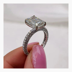 4.5ct Emerald G- VS Pave Lab Grown Diamond Engagement Ring