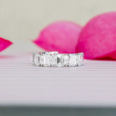 2.25ctw Emerald Cut & Round Moissanite 3/4Eternity Wedding Band