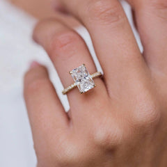3.0CT Radiant Cut Hidden Halo Moissanite Engagement Ring