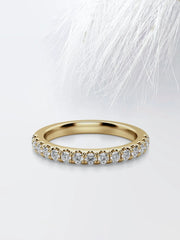 Round Cut Moissanite scalloped pave Diamond Wedding Band