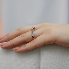 1.50CT Vintage Floral Oval Cut Moissanite Halo Bridal Engagement Ring Set