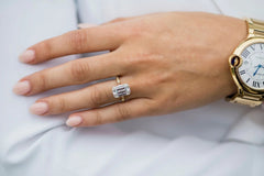 4.10CT Emerald Cut 4 Prongs Solitaire Moissanite Engagement Ring