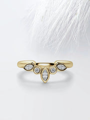 Marquise & Round Cut Moissanite Curved Diamond Wedding Band