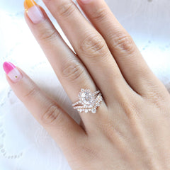 1.50CT Oval Cut Moissanite Halo Pave Bridal Engagement Ring Set