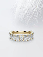 Oval Cut Moissanite Prong Diamond Wedding Band in White Gold