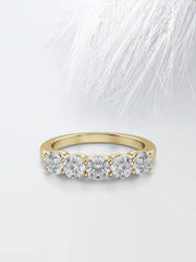 Round Cut Moissanite Five Stone Diamond Wedding Band for Her
