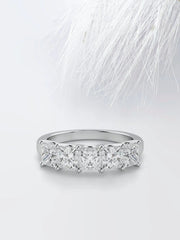 Five Stone Princess Cut Moissanite Diamond Wedding Band