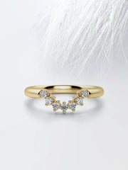Round Cut Moissanite Curved Diamond Wedding Band in White Gold