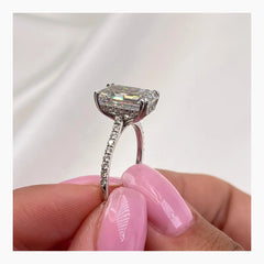 5.02ct Emerald G- VS Lab Grown Diamond Hidden Halo Engagement Ring