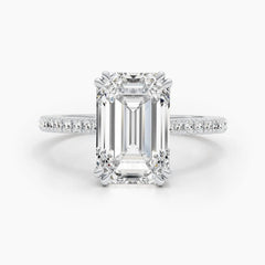 5.02ct Emerald G- VS Lab Grown Diamond Hidden Halo Engagement Ring
