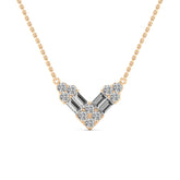Round & Baguette Cut Moissanite Diamond V Shape Necklace