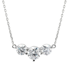 Round Cut Three Stone Diamond Moissanite Necklace for Her