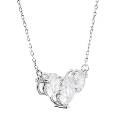 Round Cut Three Stone Diamond Moissanite Necklace for Her