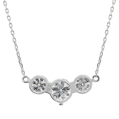 Round Cut Three Stone Diamond Moissanite Necklace for Her