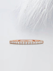1.30mm Round Cut Moissanite Half Eternity Diamond Wedding Band