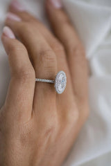 3.85CT Oval Cut 3 Side Pave Moissanite Engagement Ring