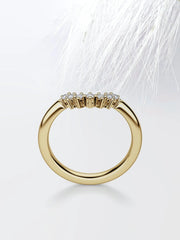 Round Cut Moissanite Curved Diamond Wedding Band in White Gold