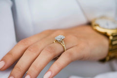 4.10CT Emerald Cut 4 Prongs Solitaire Moissanite Engagement Ring