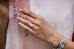 3.0ct Oval Cut Hidden Halo Moissanite Engagement Ring