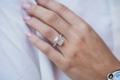 4.30CT Emerald Cut Hidden Halo Moissanite Engagement Ring
