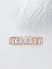 3.60mm Emerald Cut Moissanite Bezel Set Eternity Diamond Wedding Band