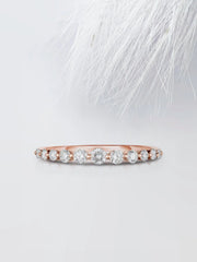 Round Cut Moissanite Petite Pave Diamond Wedding Band for Women