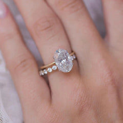 4.0CT Oval Cut Moissanite Hidden Halo Engagement Ring