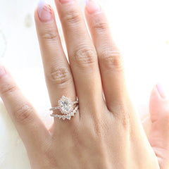 1.50CT Tiara Oval Cut Moissanite Halo Pave Bridal Engagement Ring Set