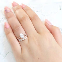 1.50CT Oval Cut Moissanite Double Claw Halo Bridal Engagement Ring Set