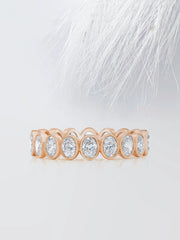 Bezel Set Oval Cut Moissanite Eternity Diamond Wedding Band