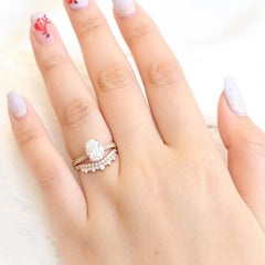 2.0CT Oval Solitaire Cut Moissanite Halo Bridal Engagement Ring Set