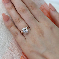 2.0CT Oval Solitaire Cut Moissanite Halo Bridal Engagement Ring Set